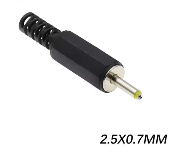 Штекер живлення DC, 2,5\0,7мм, довжина 10мм, корпус пластик