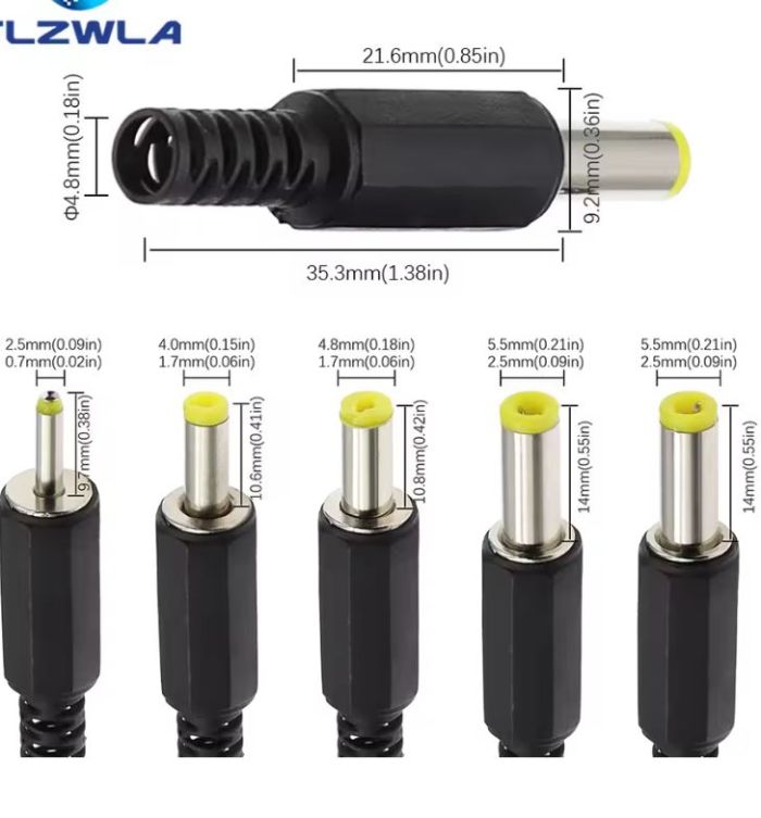 Штекер живлення DC, 4,0\1,7мм (жовтий), довжина-12мм, корпус пластик