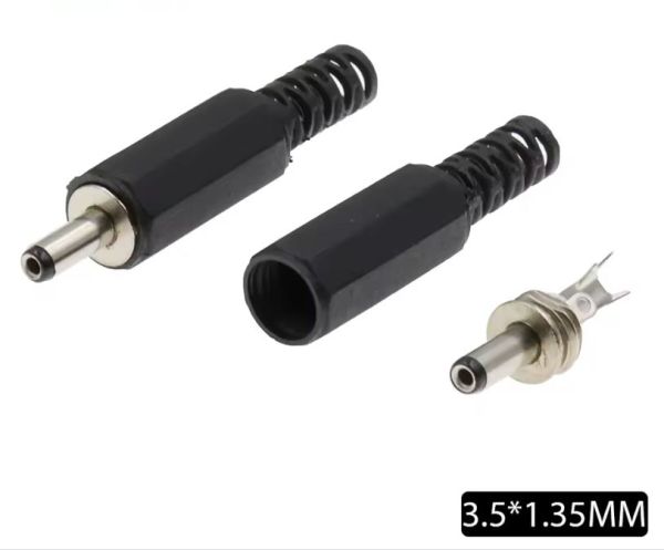 Штекер живлення DC, 3,5\1,35мм, довжина 9мм, корпус пластик