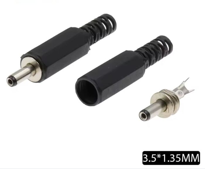 Штекер живлення DC, 3,5\1,35мм, довжина 9мм, корпус пластик