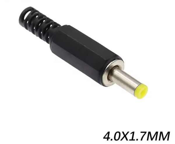 Штекер живлення DC, 4,0\1,7мм (жовтий), довжина-12мм, корпус пластик