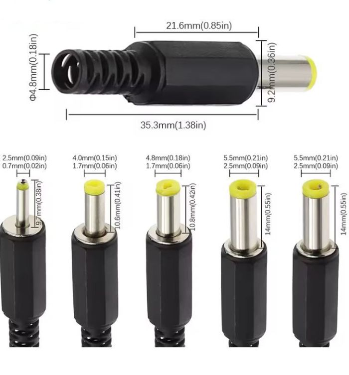 Штекер живлення DC, 2,5\0,7мм, довжина 10мм, корпус пластик