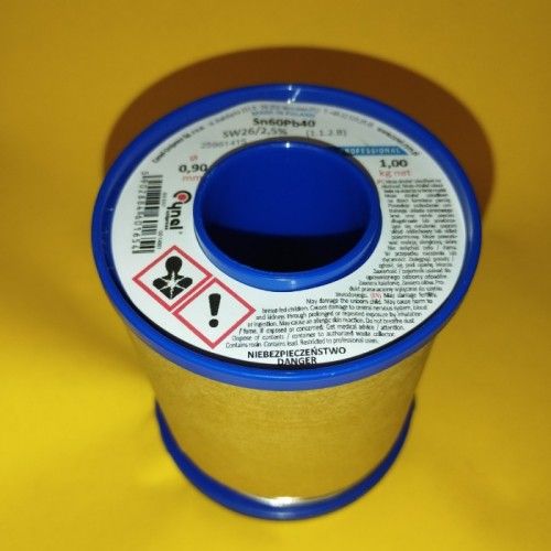 Припій CYNEL (Польща) Solder wire S-Sn60Pb40, flux SW26/3/2,5% Ø 0,9мм 1кг