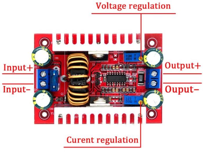 Підвищувальний перетворювач інвертор 400W з регулюванням струму і напруги, вхід 8.5-50V/вихід 10-60V