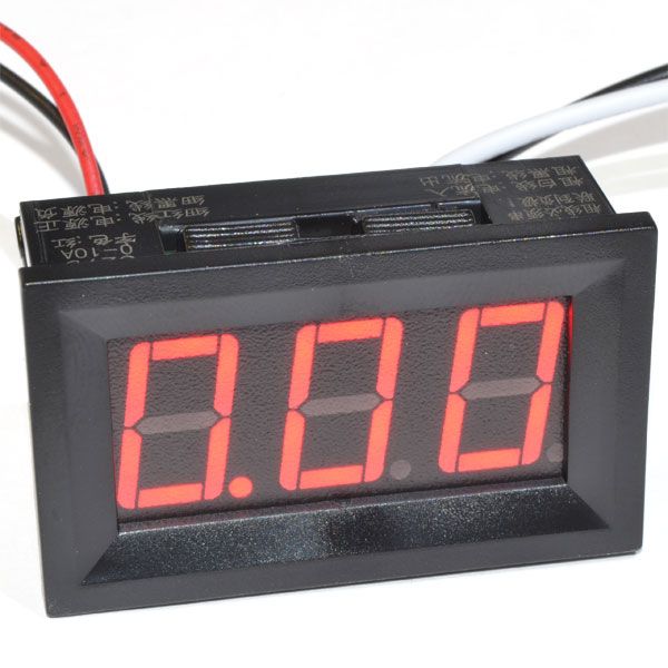 Амперметр цифровий 0-9,99A вбудований червоний