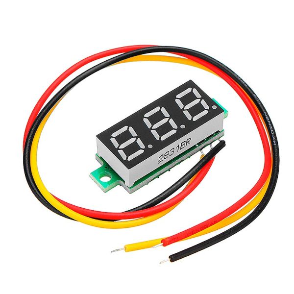 Вольтметр цифровий DVM-28.3AG постійного струму 0-100V зелений три дроти