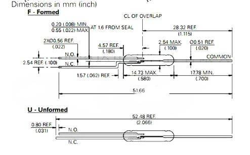 Герконовий, 3-контактний магнітний перемикач, 2,5*14 мм, нормально розімкнутий, нормально замкнутий