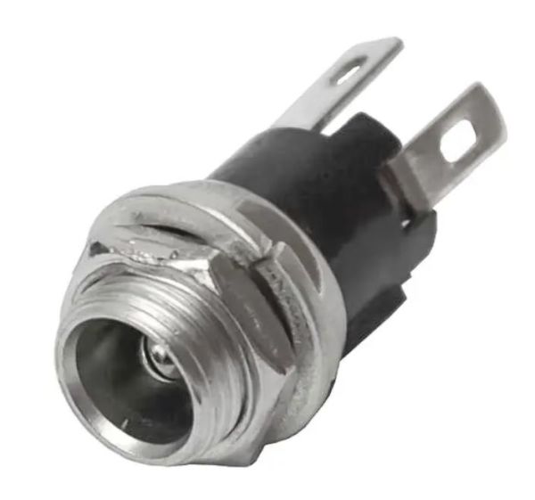 Гніздо живлення 5,5 \ 2,5 мм, монтажне під гайку, 3pin, метал-пластик