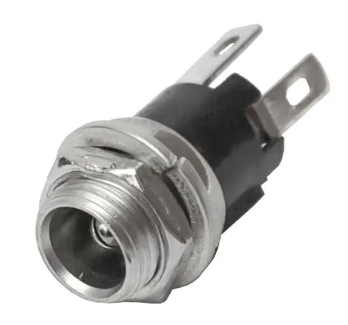 Гніздо живлення 5,5 \ 2,5 мм, монтажне під гайку, 3pin, метал-пластик