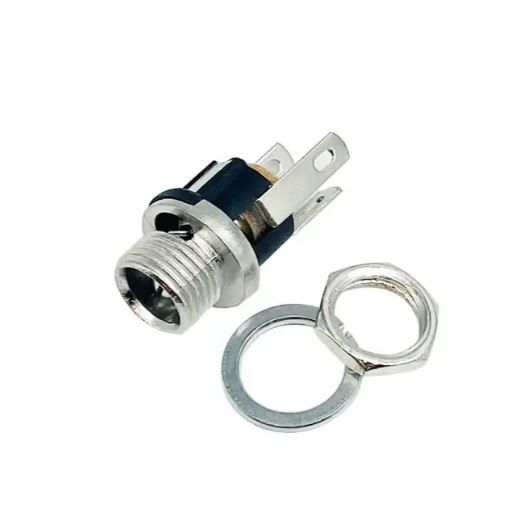 Гніздо живлення 5,5 \ 2,5 мм, монтажне під гайку, 3pin, метал-пластик