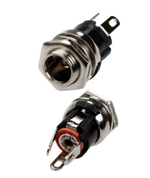 Гніздо живлення монтажне DC, 5.5/2.1мм, з гайкою, метал-пластик