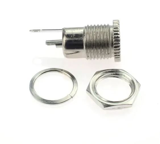 Гніздо живлення 5,5\2,1мм, монтажне, металеве, з гайкою