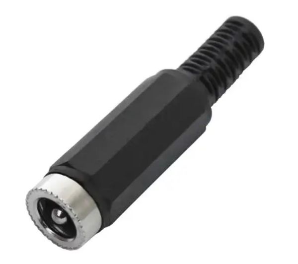 Гніздо живлення DC 5,5\2,5мм, під кабель, корпус пластик