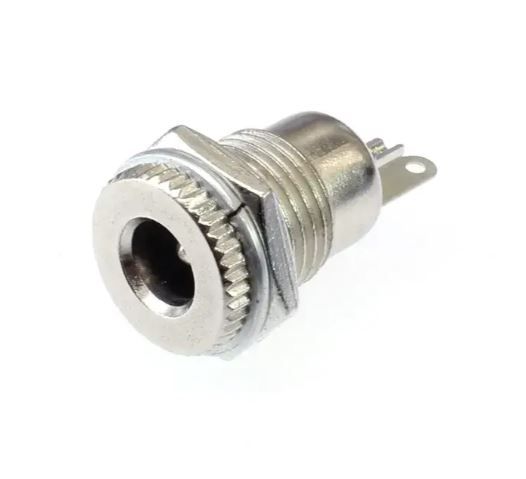 Гніздо живлення 5,5\2,5мм, монтажне, металеве, з гайкою