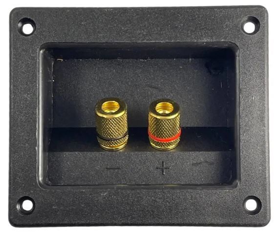 Акустичне колоночне гніздо BANAN 2 гнізда метал, на квадратній панелі 76.2*76.2мм gold