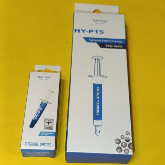 Термопаста HY-P15 2 г Halnziye з теплопровідністю 15.2 Вт/мК, грама шприц, сіра в коробці