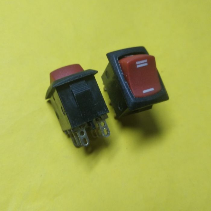 KCD1-202-1 (MRS-202) , 6pin , 3A, 250V ; ON-ON ; корпус чорний ;клавіша червона; перемикач