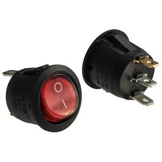 KCD1-101N-5 3pin  6A,250V  ON-OFF корпус чорний;клавіша червона з підсвіткою; перемикач 