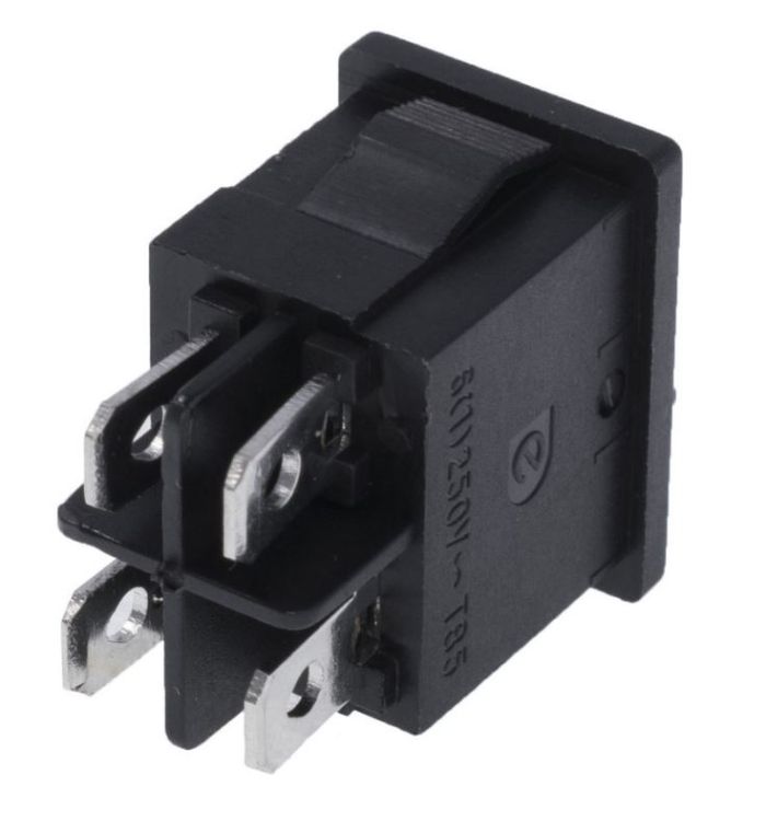 KCD1-104, 4pin, 6A, 250V; ON-OF; корпус черный; клавиша черная; переключатель Daier