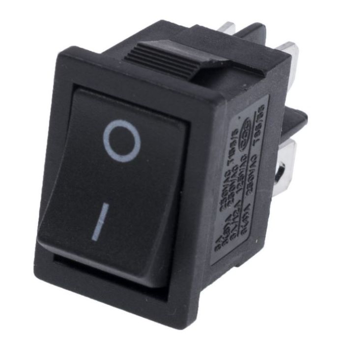KCD1-104, 4pin, 6A, 250V; ON-OF; корпус черный; клавиша черная; переключатель Daier