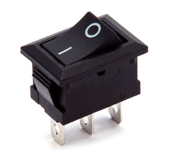 KCD1-102-1 (MRS-102), 3pin, 6A,250V, ON-ON, корпус чорний, клавіша чорна перемикач Daier