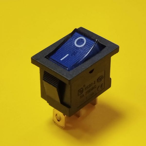 KCD1-2-101N, 3pin, 6A, 250В; on-of; корпус чорний; клавіша синя; з підсвічуванням, перемикач Daier