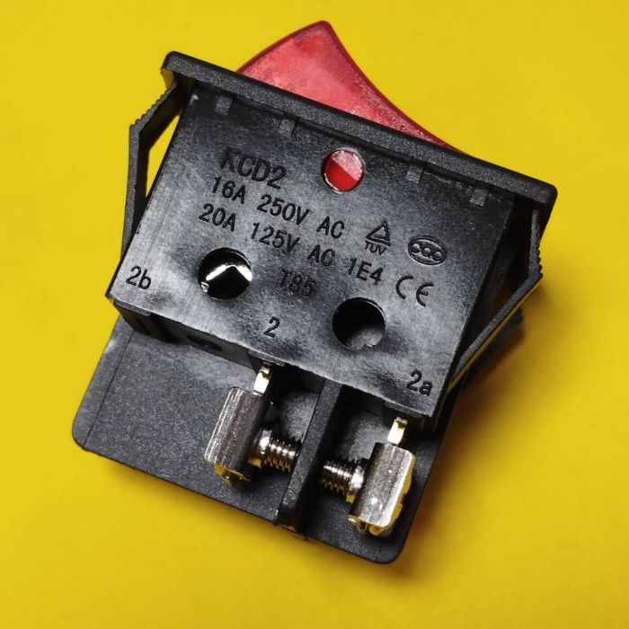 Клавішний перемикач KCD2-2-201NS, двопозиційний, 250В 16А, 4 контакти під гвинт