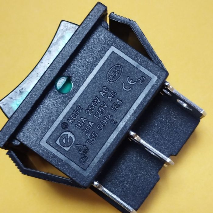 Переключатель широкий с подсветкой KCD2-203N ON-OFF-ON 6-и контактный, 16A, 220V, синий
