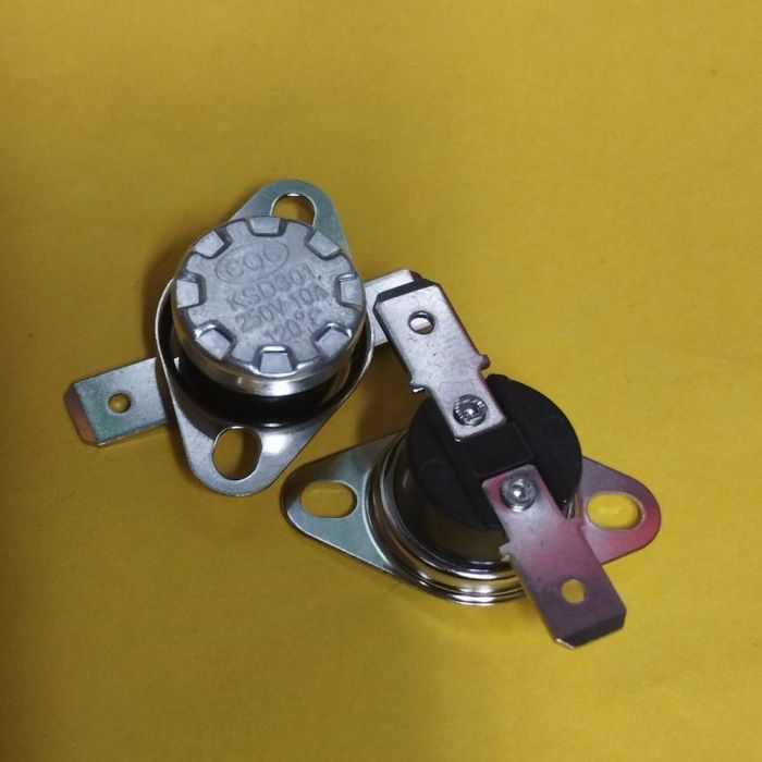 KSD301 10A 250В 120°C термостат(норм/замкн.,горизонт.контакти,рухомий фланець)