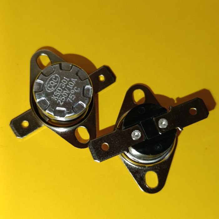 KSD301 10A 250В 75°C термостат нормально замкнутий, горизонтальні контакти, рухомий фланець