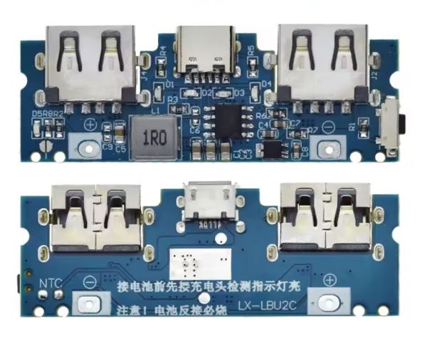 Плата контроллер LX-LBU2C для PowerBank, USB, Micro/Type-C USB 5В, 2,4А