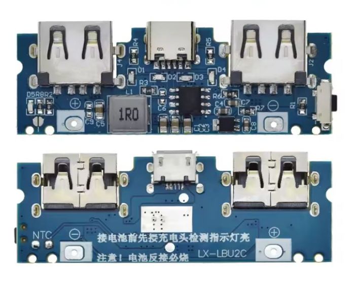 Плата контроллер LX-LBU2C для PowerBank, USB, Micro/Type-C USB 5В, 2,4А