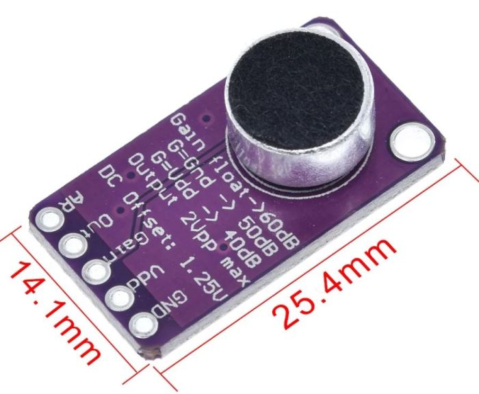 Модуль электретного микрофона MAX9814 для Arduino