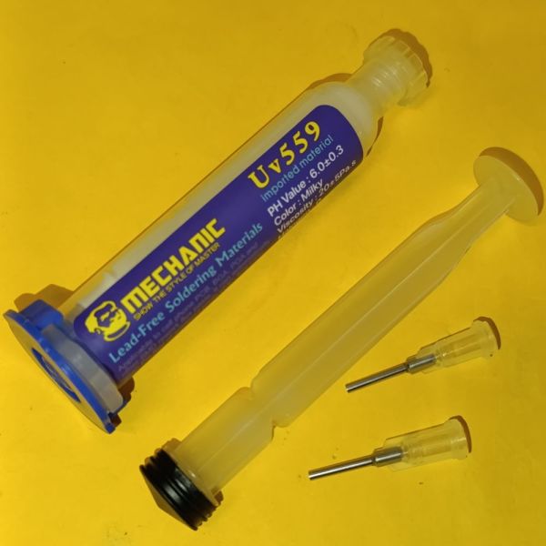 Флюс-паста Mechanic UV-559, безвідмивний, без вмісту галагенів, з штовхачем, 10 g