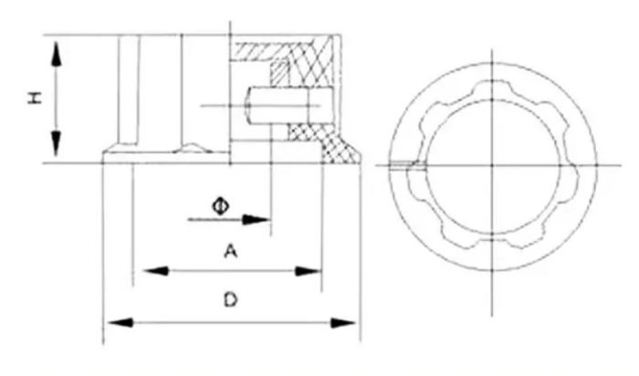 Ручка MF-A02 для потенціометра карболітова чорна із сріблястим верхом діаметр 23 мм