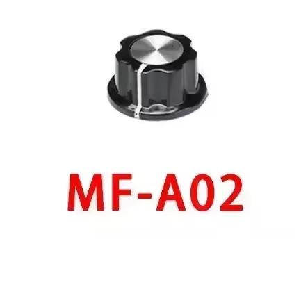 Ручка MF-A02 для потенціометра карболітова чорна із сріблястим верхом діаметр 23 мм