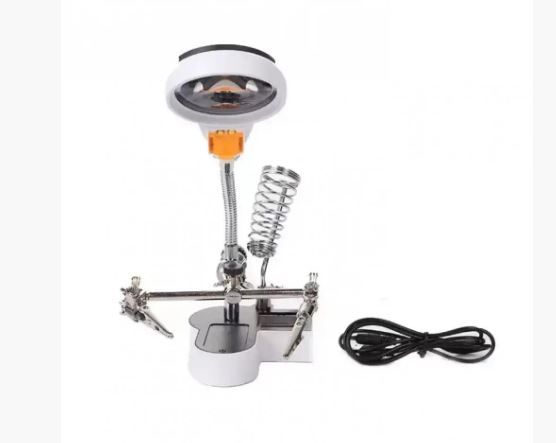 Третя рука MG16126AС1 з лупою, підсвічуванням і підставкою для паяльника