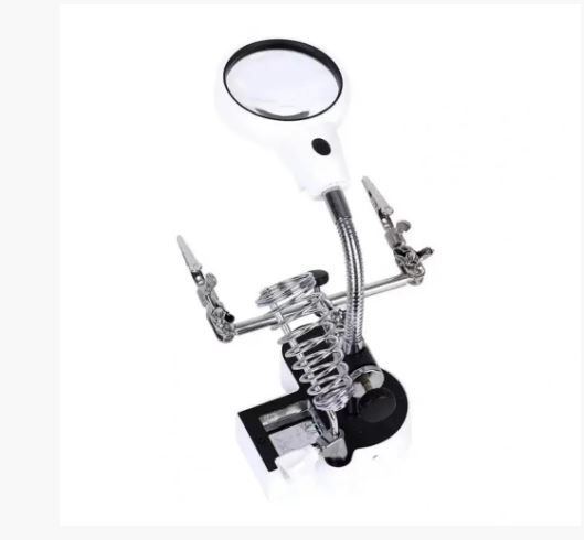 Третя рука MG16126AС1 з лупою, підсвічуванням і підставкою для паяльника