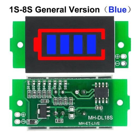Універсальний індикатор рівня заряду для Li-ion батареї 1S-8S