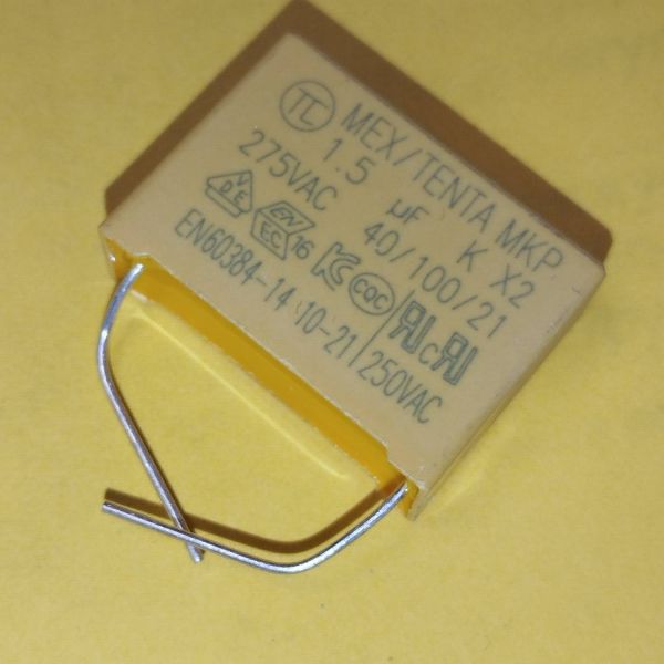 CLASS X2-MKP 1,5 mkf-275 VAC змінного струму (± 10%) P:22,5mm