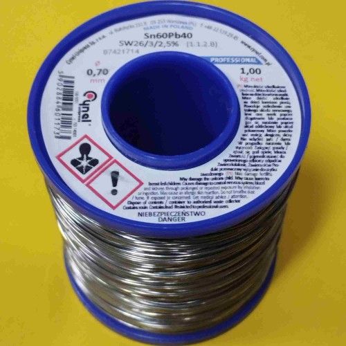 Припой CYNEL (Польша) Solder wire S-Sn60Pb40, flux SW26/3/2,5%  Ø0,7мм 1кг