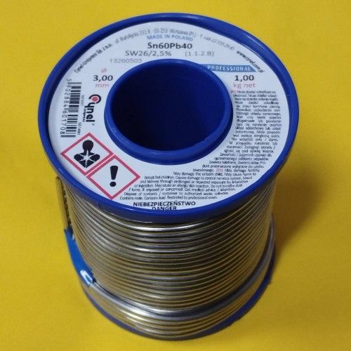 Припой CYNEL (Польша) Solder wire S-Sn60Pb40, flux SW26/3/2,5%  Ø3мм 1кг