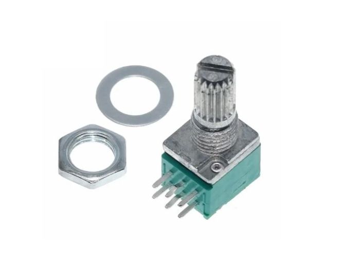 Резистор змінний RK097G B 10кОм 6 pin, шток L=15mm