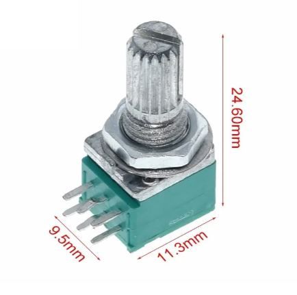 Резистор змінний RK097G B 10кОм 6 pin, шток L=15mm