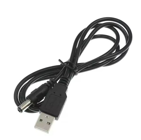 Шнур живлення DC штекер USB A - штекер 2,5/5,5мм, 1м, чорний