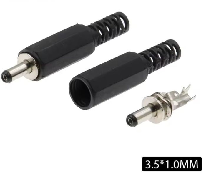 Штекер живлення DC, 3,5\1мм, довжина 9мм, корпус пластик