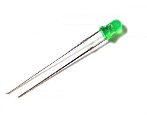 Світлодіод 3мм 3В зелений 3014GD 15мкд 60° дифузна лінза