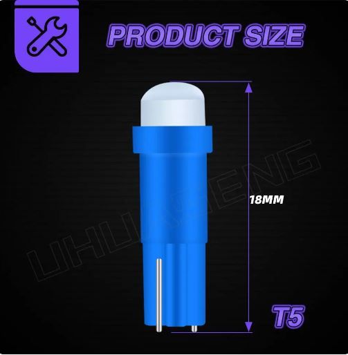 Світлодіодна лампочка T5 Led 1 SMD DC 12V синя