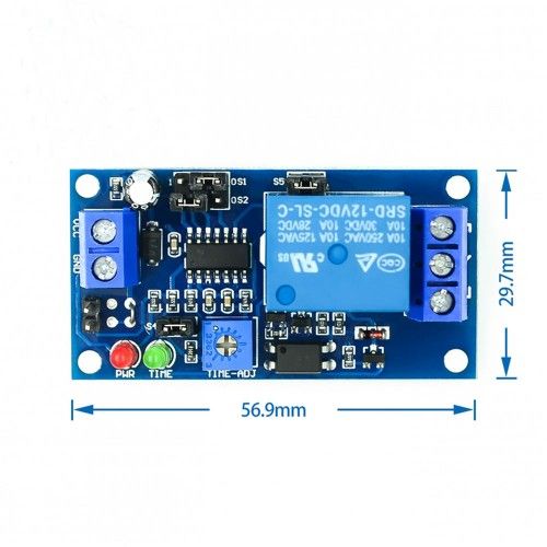 Модуль реле часу з затримою 0,1с до 60м, 5-12В, 10A AC 250В