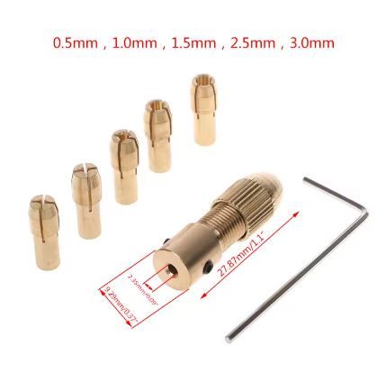 Патрон цанговий латунний, 5 цанг, 0.5-3.0мм, на вал 2.35мм